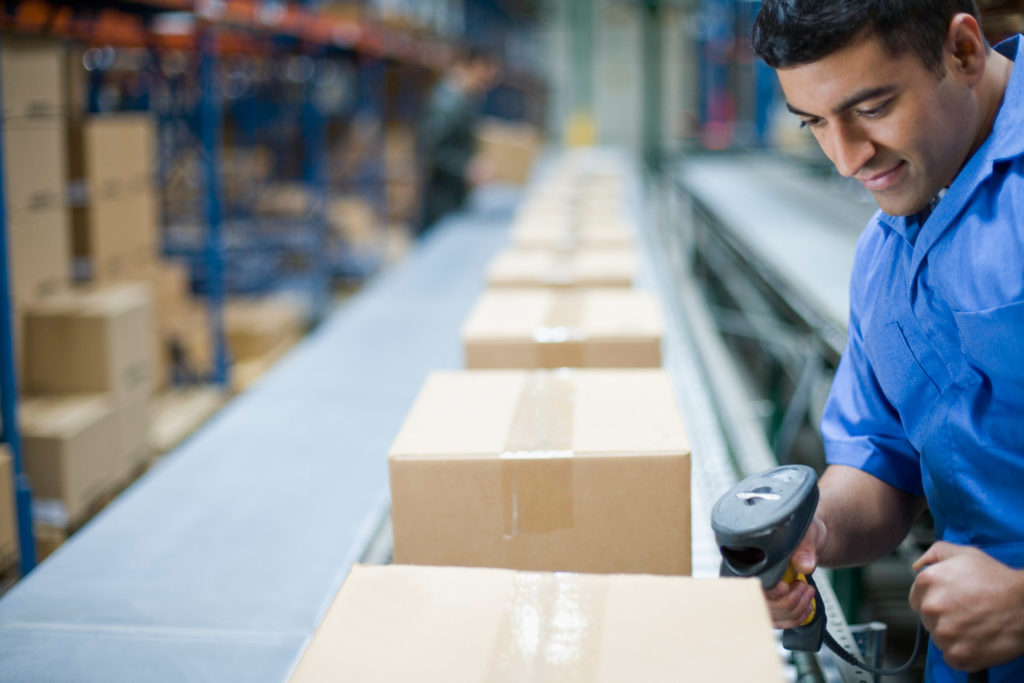 Warehouse Worker Scanning Barcode for eCommerce Fulfillment order